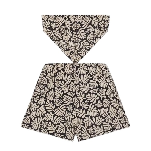 NWT WeWoreWhat Linen Strapless Cutout Blend Romper In Black Size XS - Picture 4 of 12